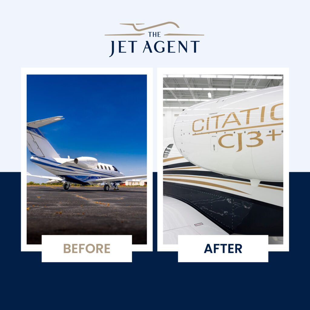 Private jet transformation before and after