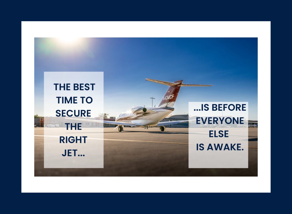 Jet on runway with motivational text