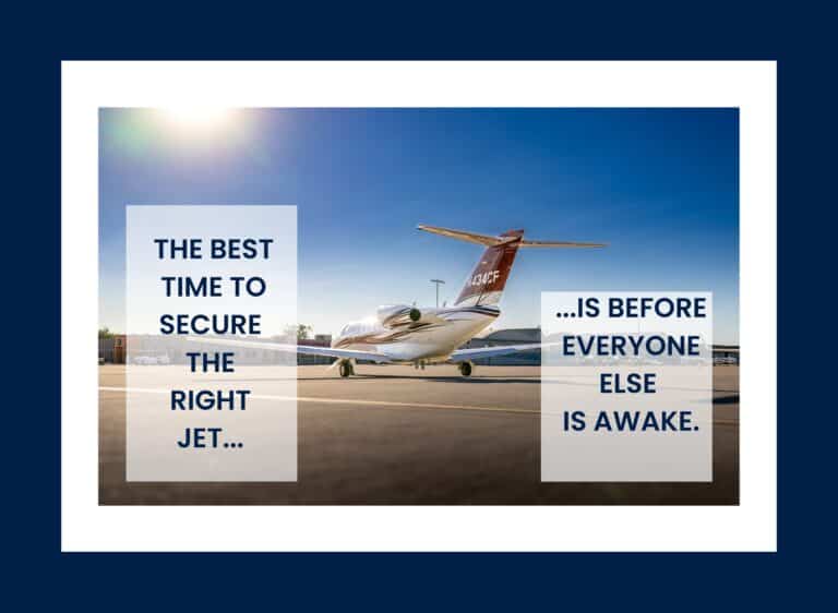 Jet on runway with motivational text