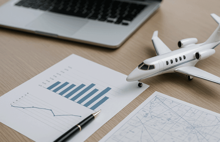 strategy session - data, laptop, flight plan, model aircraft - The Jet Agent